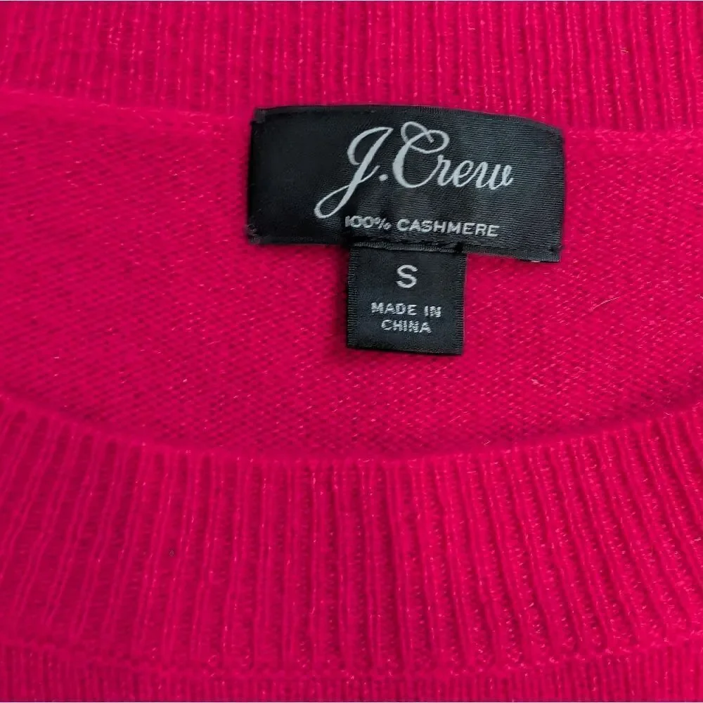 J.Crew Cashmere Slim-Fit Crewneck Neon Pink Sweater Sz S